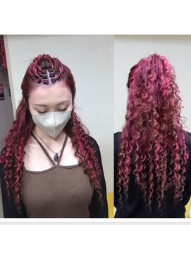 エクステ専門店ミキ 横浜店(MIKI) ワインレッドスパイラルエクステスタイル♪