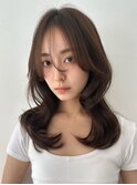 オリーブベージュレイヤーカット