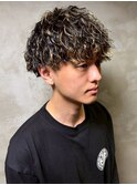 ツイストスパイラルパーマ メッシュ ブリーチ マッシュ