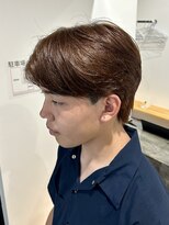 ヒュイル バイ ニアウ(Hwyl by Niau) メンズカットカラーニュアンスパーマブラウンセンターパート