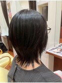 30代40代50代黒髪暗髪×小顔レイヤーカットくびれショートボブ