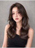 レイヤー センターパート 顔周りレイヤー 赤み消しベージュ 20代