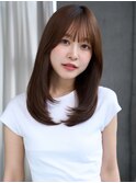 ハッシュカットヨシンモリ前髪顔周りレイヤーカットピンク