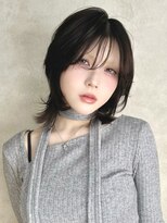 メゾンドイギー(MAISON de IGGY)&nbsp;透明感ダークグレージュレイヤーウルフミディシースルーバング