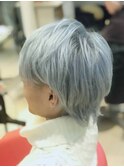 《R＋》ショートウルフ☆ホワイトヘア