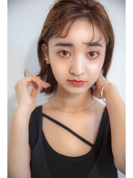 マイ ヘア デザイン 岡崎(MY hair design) ハニーベージュのほつれバングのウェットスタイル