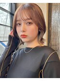 【清水豊】インナーカラーボブ 外ハネ シースルー