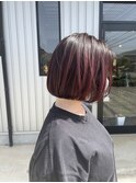 赤髪ボブ ブリーチ履歴有り