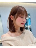 大人ボブ銀座レイヤーカット有楽町ミディアムボブベージュ