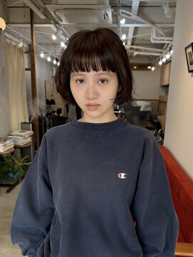 ヒュージ 表参道(huge) ミニボブ/ニュアンスパーマ/前髪カット/モードヘア