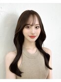 韓国風くびれロング×束感シースルーバング10代20代30代