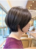 グランマッシュ/細めハイライト/ショート/白髪ぼかし/前髪/大宮