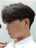 メンズセンターパートウルフセンターパートニュアンスパーマ襟足