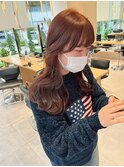 ブリーチなしカラー×柔らかオレンジブラウン