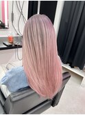 10代20代30代外国人風バレイヤージュ ハイライトカラーピンク