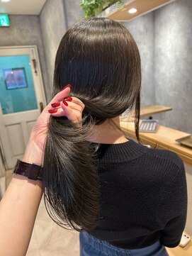 深めオリーブグレージュ＋レイヤーカット♪