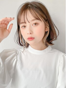 リヤン 表参道(lyann) イメチェンピンクベージュ前髪イヤリングカラーa