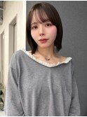 顔周りカット/縮毛矯正/ダークブラウン/コーラルピンク