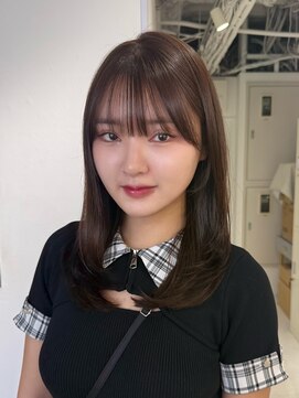 ミニヨン バイ ハピネス 高の原店(mignon by Happiness) レイヤーカット ブリーチなし 顔まわり チョコブラウン