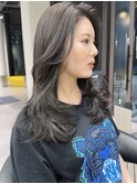 韓国風レイヤー レイヤーカット 顔まわりレイヤー グレージュ