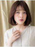 ミルクティーカラー小顔Aラインワンカールボブ315X戸頭30代40代