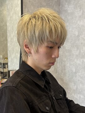 アビー(ABEY) メンズウルフ/刈り上げなし/ハイトーン/ホワイトベージュ