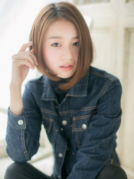 大波純一美容室パーティハン 髪質改善ミルクティーベージュ切りっぱなしボブa小山20代30代