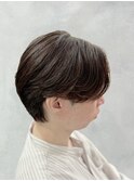 センターパート×オリーブグレージュ