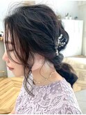 結婚式二次会お呼ばれヘアセット◎シニヨンヘアフィッシュボーン