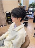 ダークアッシュ/アッシュブラック/カルマパーマ/ベリーショート