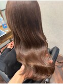 ロングナチュラルブラウンサラツヤ髪大人キレイスタイル