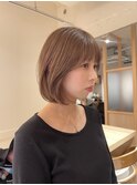 丸みボブ×抜け感ベージュ