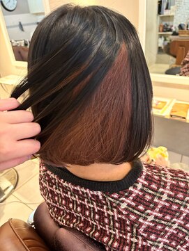 モップス 富岡店(MOPS) ピンクベージュのインナーカラー