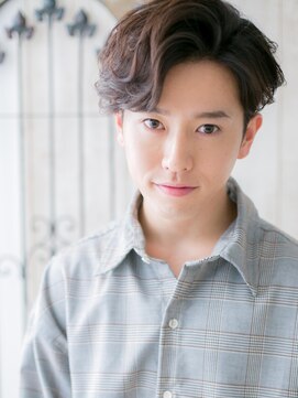 モッズヘア メン 南越谷南口店(mod's hair men) 20代かき上げ波打ちパーマダークブラウンツーブロックマッシュb1