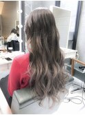 アッシュグレージュグラデーションカラーロング! デザインカラー
