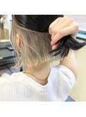 外国人風ショートボブ ハイライト インナーカラーグレージュ