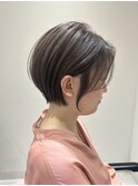 レイヤーカットハイライトショートヘアイルミナカラーオージュア