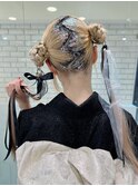 振袖ヘア成人式ヘア袴アレンジツインテールラメK20241108