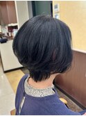 40代50代大人丸みショートボブ白髪染め科根元パーマ髪質改善
