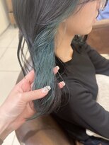 ネオリーブアイム 横浜西口店(Neolive aim)&nbsp;インナーカラー エメラルドグリーン メルティカラー【横浜】k