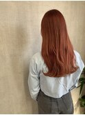オレンジベージュ　オレンジブラウン　グラデーション　ブリーチ