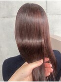 ブリーチなしピンクブラウン