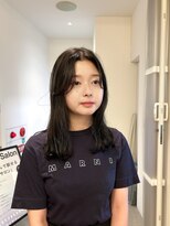 ラブハーツアンドビー 梅田EST(luve heart's And Be) ナチュラルなセンター分けとオリーブカラー