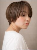 ウォームブラウン似合わせカット小顔丸みショートX川口10代20代