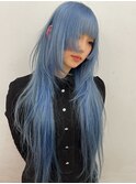 ロング　ブルー　寒色　レイヤー　