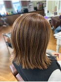 切りっぱなしハイライトボブ