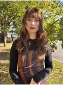 レッドブラウン × ウェーブスタイル