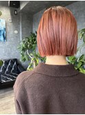 切りっぱなしボブ/ オレンジ/