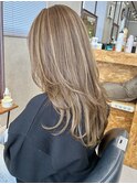 コントラストハイライト/ミルクティーベージュ/恵庭美容室