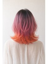 アーダーヘアサロン 武生店(ADER HAIR SALON)&nbsp;個性派ピンクオレンジグラデーションボブ